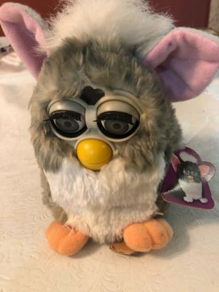 Furby - Model 70 - 800 - Grey And White - Vintage 1998 - With Tag