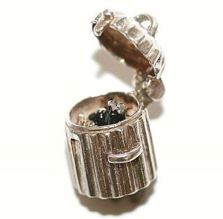Chim Cat In Opening Trash Can Sterling Silver Enamel Vintage Bracelet Charm