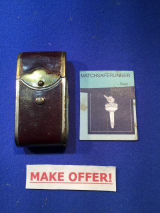 C.  1890 Large Leather Camera Case Match Holder Vesta Case Match Safe Striker