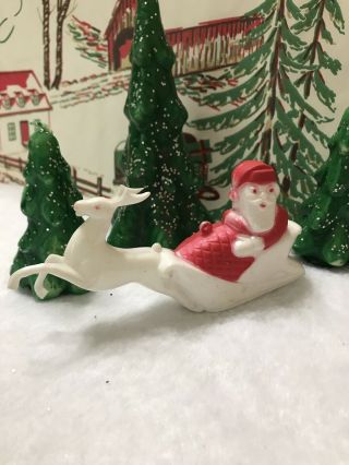 Vintage 1950’s Plastic Santa Reindeer Sleigh Candy Container Ornament E.  Rosen