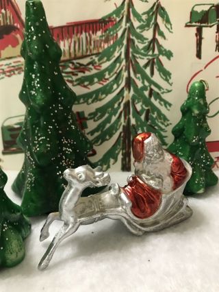 Vintage 1950s Plastic Santa Reindeer Sleigh Candy Container Ornament Irwin
