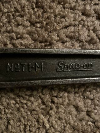 Vintage Snap On No.  71 - M Wrench Old Logo 1/2 