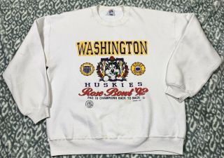 Vtg 1992 Washington Huskies Ncaa Rose Bowl Crew Neck Sweatshirt Men 