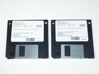 Vtg Ibm Antivirus Windows 95 Version 2.  5.  1 Computer Pc 3.  5 " Floppy Disk Software