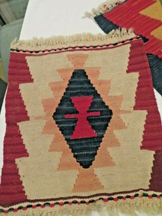 2 VINTAGE HAND WOVEN WOOL (?) PLACEMATS SOUTHWEST PATTERN 16 