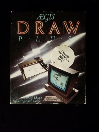 1986 Aegis Draw Plus Software For Amiga 500 1000 2000 Cad Demo Rare Commodore