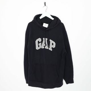Vintage Gap Big Logo Hoodie Sweatshirt Black | Xl