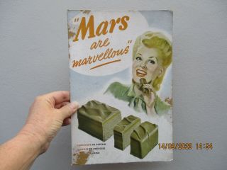 A Rare Vintage Showcard Shop Advertising Sign - Mars Bar - C1940.