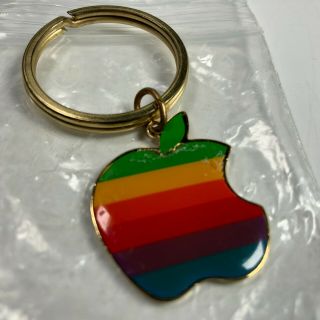Vintage Apple Macintosh Rainbow Multi - Color Computer Logo Key Chain Steve jobs 2