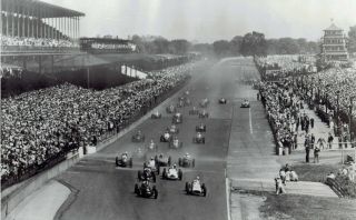 1952 Vintage Photo Race Cars At The Starting Line Of The Indianapolis 500 Race