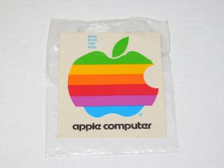 Vtg 1980s Apple Macintosh Computer Large Sticker Decal Laptop Rainbow Logo Retro