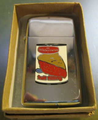 Vintage Rare 1974 Wilderness Fruit Pie Filling Slim Zippo Lighter