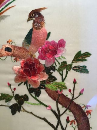 Vintage Chinese Bird Embroidery On Silk
