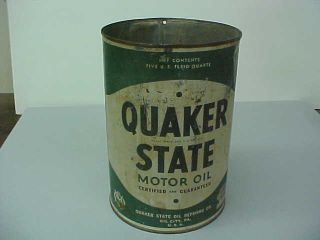 Vintage Quaker State 5 Qt.  Motor Oil Metal Can No Top