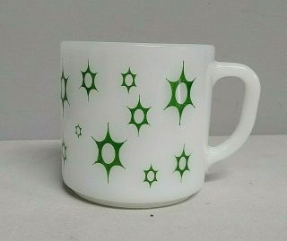 Vintage Green Atomic Starburst Star Federal Mug Milk Glass Very Rare