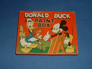 Vintage 1940’s Walt Disney Tin Donald Duck Paint Box By Transogram,  N.  Y.