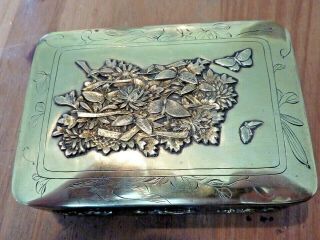 Antique Japanese Very Big Brass Jewellery Box /tobacco/ Snuff Box,  Attachments