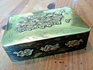 Antique Japanese VERY BIG Brass JEWELLERY BOX /TOBACCO/ SNUFF BOX,  attachments 2