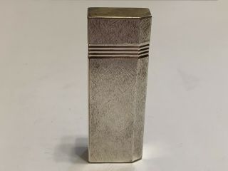 Vintage Cartier Silver Plated Brushed Bark Pattern Five Face Lighter Swiss Made