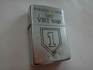 Vietnam War Year 1967 Zippo Lighter Phuoc Long 1967,  Us 1st Infantry Div.  Logo