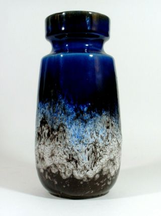 Scheurich Blue Fat Lava Vase German Art Pottery 1960/70s Modernist Vintage Retro