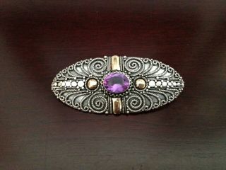 Vintage Solid Sterling With 18k Gold Overlay Pin Broach Hand Crafted