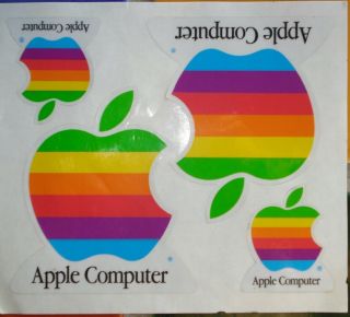 Vintage Apple Computers Mac Macintosh Rainbow Apple Logo Sticker Decal 1 Sheet