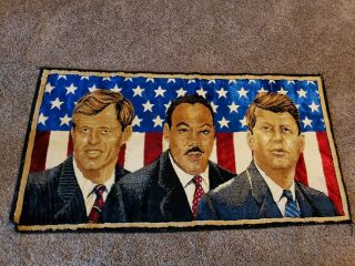 Vintage Tapestry 39x20 Jfk Rfk Mlk - John & Robert Kennedy & Martin L.  King