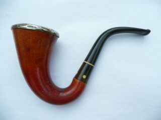 Vintage Smoked Sherlock Holmes Calabash & Silver Topped Estate Pipe