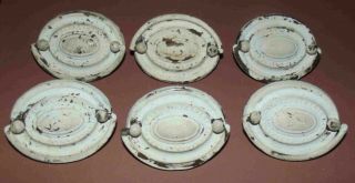 Set Of 6 Vintage Oval With Bail Furniture Pulls Knobs 2 1/2” Centers – Very Old,