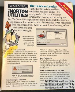 Vintage Symantec THE NORTON UTILITIES For Macintosh/Power Macintosh Version 3.  2 3