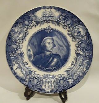 Vintage Wedgwood James Oglethorpe Georgia Blue & White Historic Plate 2