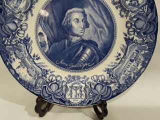 Vintage Wedgwood James Oglethorpe Georgia Blue & White Historic Plate 3