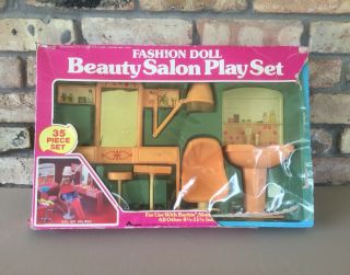 Vtg 1983 Arco Fashion Doll Barbie Beauty Salon Play Set