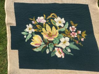 Large Vintage Tapestry Embroidered Picture Hand Stitch Seat Base Cushion Front