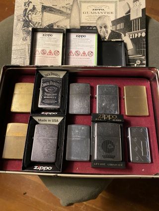 10 All Vintage Zippo Lighters N Collectors Tin (3)
