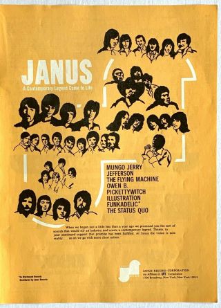 Janus Records Vintage 1971 Promo Advert Funkadelic George Clinton Westbound