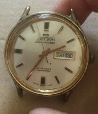 Vintage Nelson Supermaster Mens Wrist Watch Swiss Made 1950’s Spares And Repairs