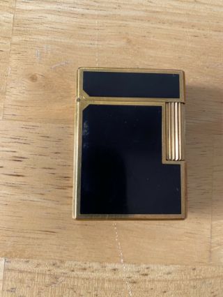 Sl Dupont Vintage Lighter Black Lacquer And Gold
