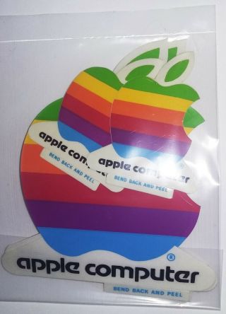 Vintage Apple Computer Rainbow Logo Decal Stickers,  Collectible,  1980s