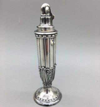 Silverplate Ronson " Juno " 7 Inch Tall Table Lighter Vintage - Fast F02
