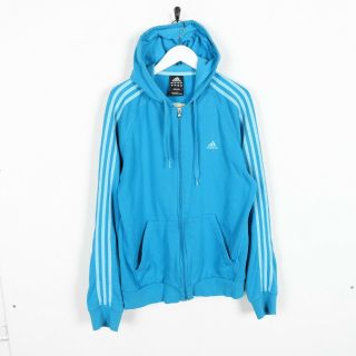 Vintage Adidas Small Logo Zip Up Hoodie Sweatshirt Blue | Large L