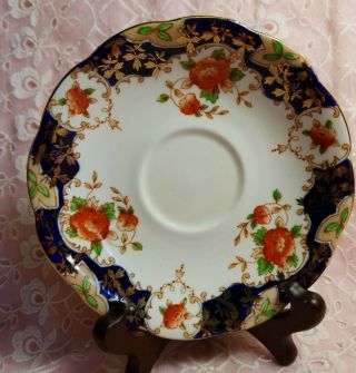 Vintage ROYAL STANDARD tea cup and saucer set cobalt blue floral rose 3