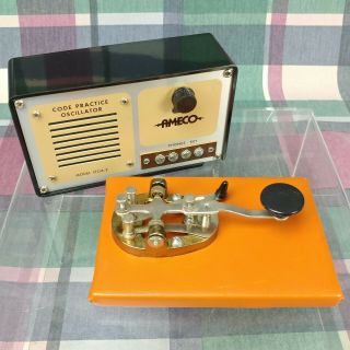 Vintage Ameco Code Practice Oscillator Model Ocm - 2 With Key Tapper