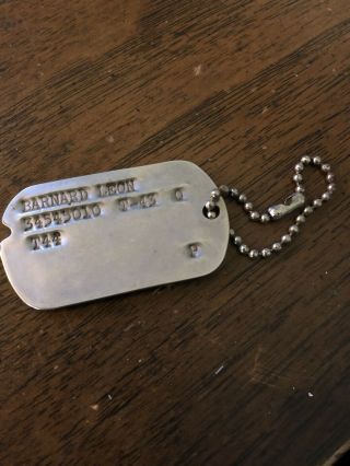 Vintage Notched Dog Tag Military Id Tag Wwii T43 - 44 Leon Barnard