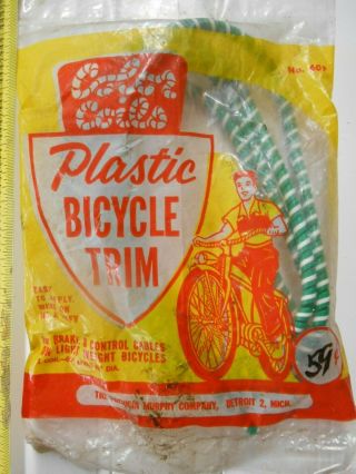 Old Store Stock Vintage Color Coils Bike Trim,  Cable Covers,  Green,  50 