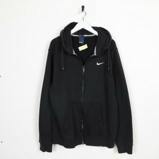 Vintage Nike Small Logo Zip Up Hoodie Sweatshirt Black | Large L