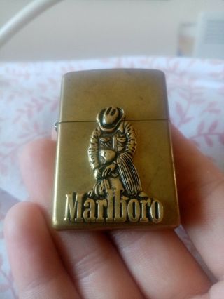 Marlboro Zippo Solid Brass Vintagw Comes With Unfired Insert