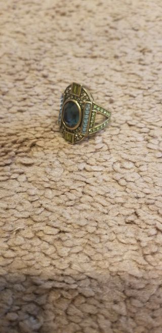 La Vintage Art Deco Ring Blue And Green Size 8