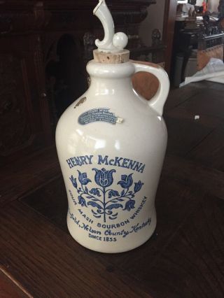 Vintage Henry Mckenna Bourbon Whiskey Half Gallon Jug Decanter Pour Stopper 1975